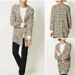 J. Jill Cotton Marled Open-Front Cardigan Sweater